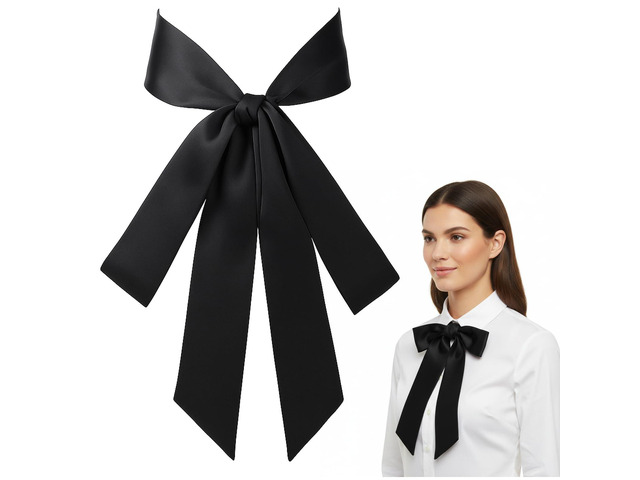 Bow Tie for Women, Self Tie Satin Ribbon Bowtie Black Waist Corset Belt Polyester Long Sash Belt for Uniform Wedding Cosplay Party Special Occasion...
