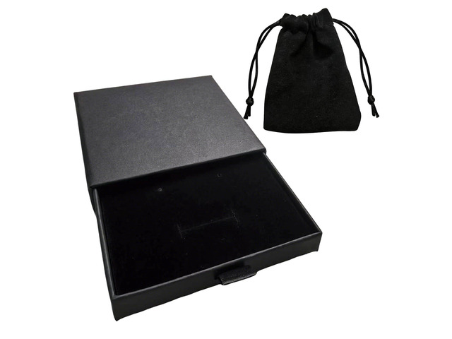 1 Pcs Black Jewelry Gift Box Small with Velvet Bag, Square Organizer for Necklace Earring Bracelet, for Birthday Christmas (1, Black)