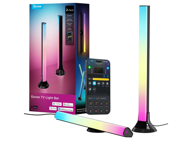 Smart RGBWIC Light Bars, 15-Inch WiFi TV Backlight for 45-70-Inch TVs Compatible with Matter, Alexa, Google Assistant, SmartThings, Multiple...