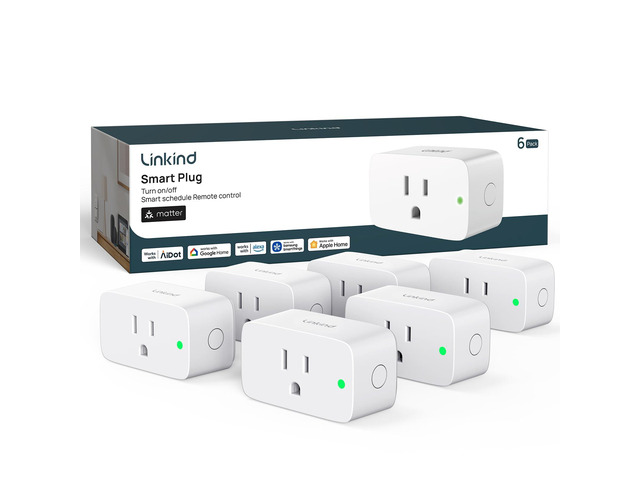 Matter Smart Plug, Work with Apple Home, Alexa, Siri, Google Home Smart Outlet Timer & Schedule, Smart Home, 15A/1800W, APP Remote Control, ETL...