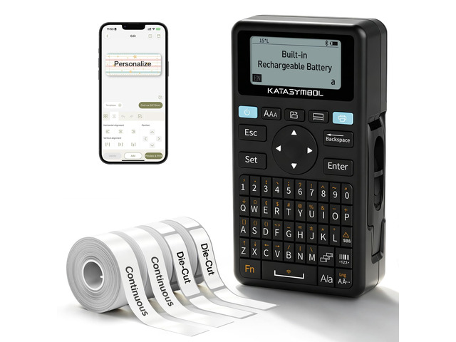 E11 Keyboard & Bluetooth Label Maker Machine with 4 Tapes Rechargeable, Versatile App with 30+ Fonts and 660+ Icons, Minimal Margin, Inkless, for...