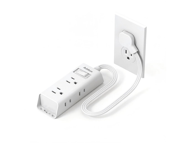 Flat Plug Power Strip with 6 Outlet Extender, 1 FT Extension Cord Flat Wall Plug with Multiple Outlets, No Surge Protector for Cruise Ship, Travel,...