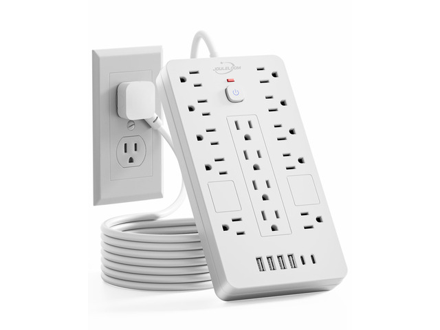 20 FT Extension Cord Surge Protector Power Strip,14 Outlets & 6 USB Ports 20 Feet Flat Plug extension cord with 14 Outlets & 6 USB Ports(2 USB-C),...