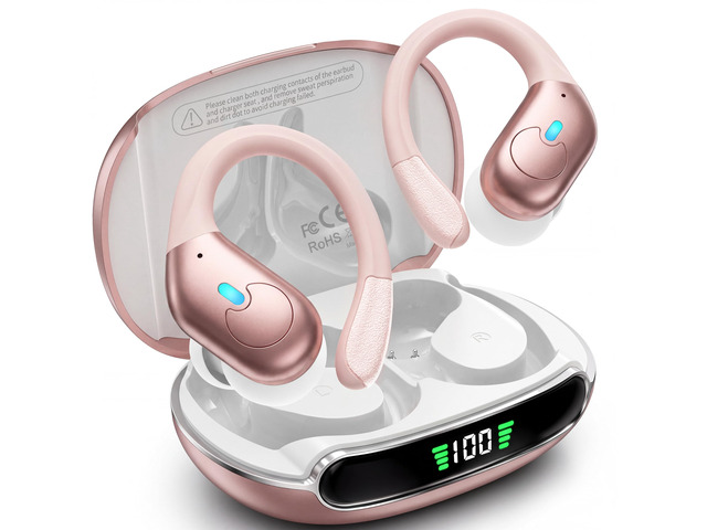 Active Noise Cancelling Ear Buds Wireless Earbuds 90H Playtime Bluetooth Headphones Stereo Bass Over-Ear Hooks Earphones with Power Display Case...