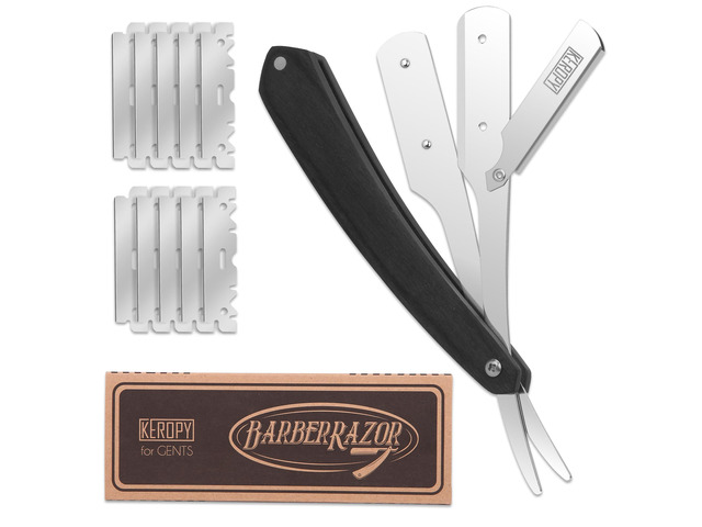 Black Wooden Handle Shavette Straight Razor professional straight razor, Traditional Shavette