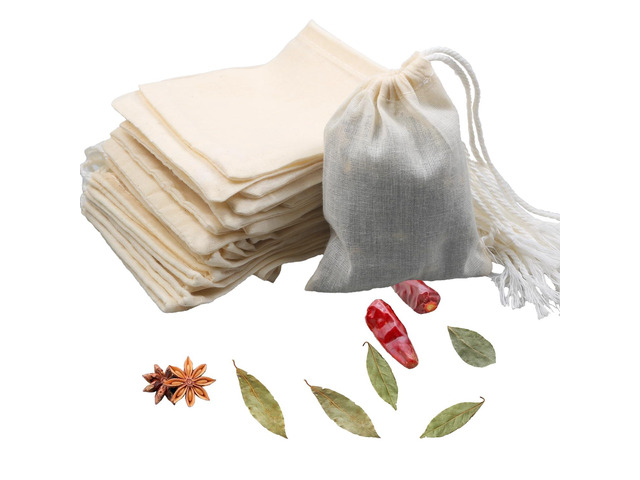10Pcs Reusable Tea Filter Bag, Soup, Bone Broth Brew, Spice, Muslin Strainer, Natural Unbleached Cotton Cheesecloth Bags for Cold Brew Coffee...