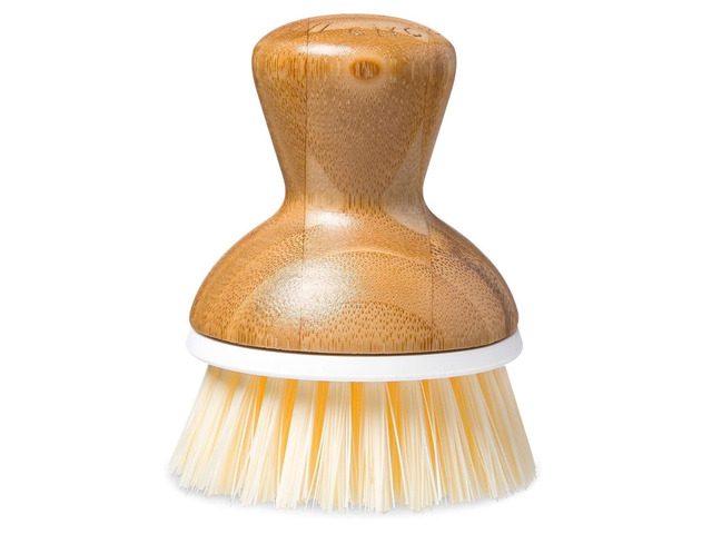 Bamboo Dish Scrub Brush for Kitchen, Natural Sisal Bristles, Cleaning Scrubber for Cast Iron Pan and Pot