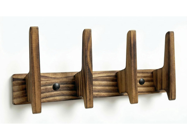 Coat Rack Wall Mount, 12 Inch Rustic Wood Wall Hooks for Hanging, Mortise and Tenon Coat Hooks, Wall Hooks for Coats, Hat Rack, Bag Hanger, Key...