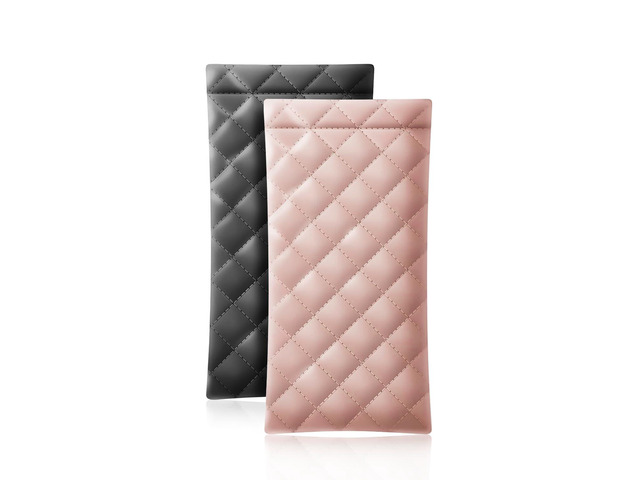 ZACI 2 Pcs Leather Eyeglass Cases Portable Sunglasses Cases Squeeze Top PU Glasses Pouch Travel Soft Trinket Organizer Bags (Black Pink)