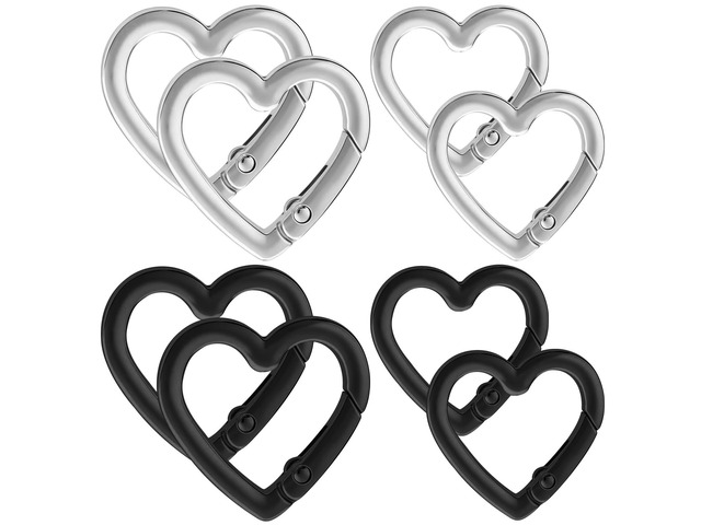 8Pcs Heart Shaped Keychain Clip Zinc Alloy Carabiner Cute Cool Spring Snap Clasp Hook Handbag Accessories Key Ring for Camping Hiking Fishing...