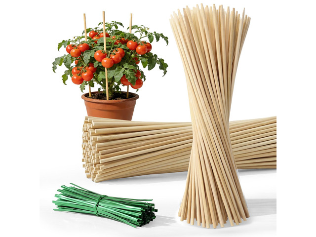 Plant Stakes for Indoor Plants - 40PCS Plant Support Sticks, 9.8' Stakes for Potted Plants, Orchids & Seedlings, Garden Stake with 30pcs Green Ties