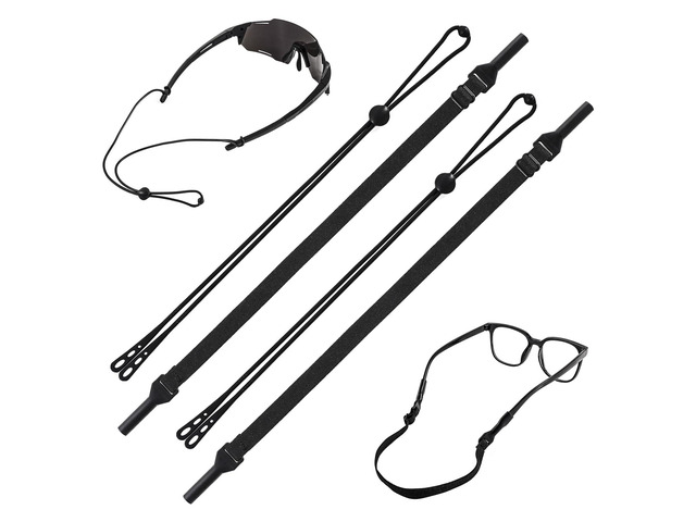 Glasses Strap Adjustable Eyewear Retainer, 2 Styles 4 Piece Set Unisex, Silicone & Poly Spandex, Anti-Slip, Sweat Resistant, Fits Eyeglasses &...