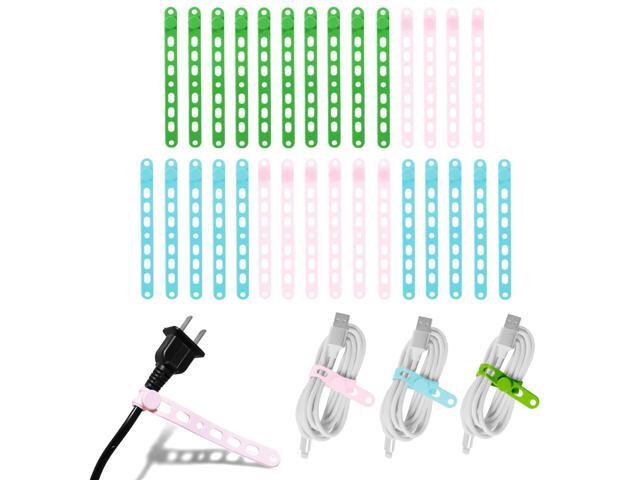 Lantellex 30Pcs Silicone Cable Ties, Office Desk Organizer Accessories, 5.3Inch Reusable Wire Ties Management with Lock Buckle, Adjustable Charger...