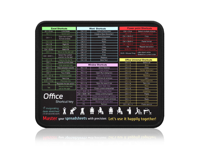 Office Shortcut Mouse Pad for Excel/Word/PPT/Windows (11.8'x9.8') - Portable Waterproof Non-Slip Small Cheat Sheet Desk Mat with Essential Hotkeys...