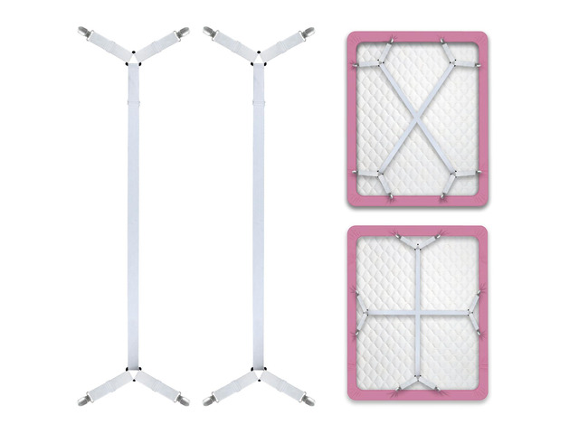 Bozenu Bed Sheet Straps/Fitted Sheet Holders for Corners - Keep Your Bed Sheets Firm & Tight with Premium Bed Scrunchies, Sheet Clips White-2Pack