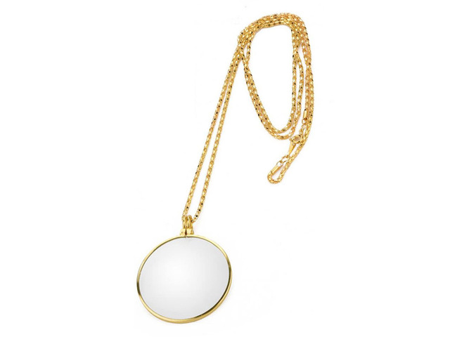 Magnifying Glass Necklace Monocle, 5X Necklace Magnifier with 1.6 inch Glass Lens and 35.4 inch Long Chain, Magnifying Pendant Eyepiece for...