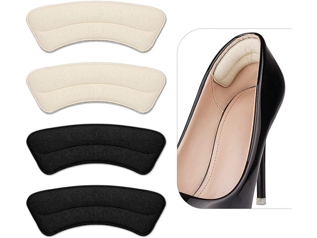 Heel Grips Liner, Cushions Heel Pads Insert Prevent Too Big, Slipping, Blisters, Filler for Loose Shoe Fit (Pale Apricot+Black)
