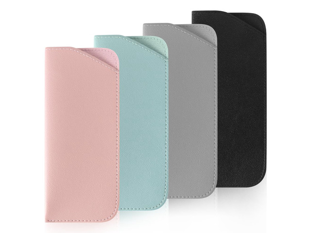 4 Packs Soft Eyeglass Cases Portable Pu Leather Glasses Pouch Squeeze Top Sunglass Case for Women Men