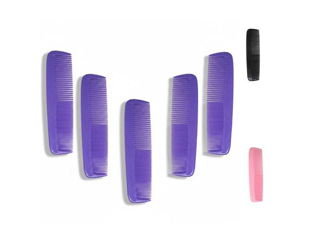 5Pack Fine Tooth Hair Combs Durable Purple Plastic Styling, Detangling & Travel Combs for Women, Men & Kids Salon Quality Grooming Tools