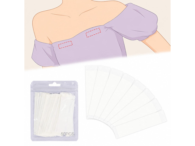 50 PCS Double Sided Body Tape for Heavy Dresses and Large Bust Individuals 85x20mm extra wide invisible skin tape, skin friendly fabric adhesive...