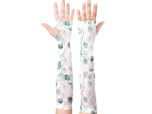 KIEMTR Gardening Sleeves,Sun Protection Arm Cooling Sleeves for Gardening,Thorn Proof Sleeves to Cover Arms for Women Men (Green leaves, 19×5×3.5IN)