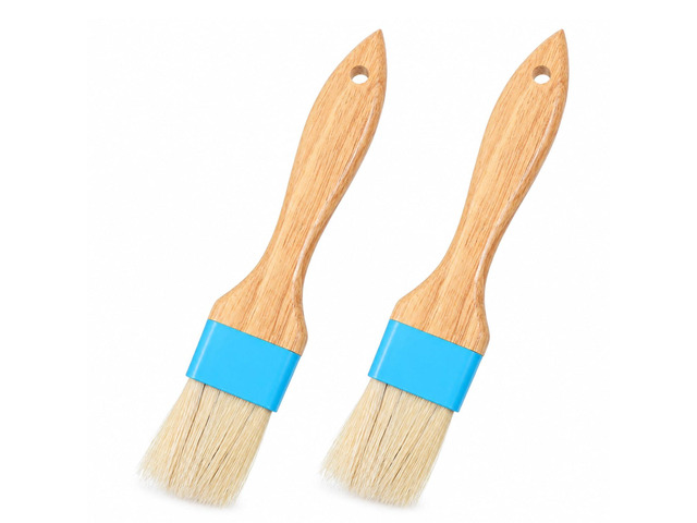 FNANJWQ 2Pcs Pastry Brush, Natural Bristle Basting Baking Brush Pastry Brush, Wooden Handle with Hang Hole for Cooking and Baking, Premium BBQ...