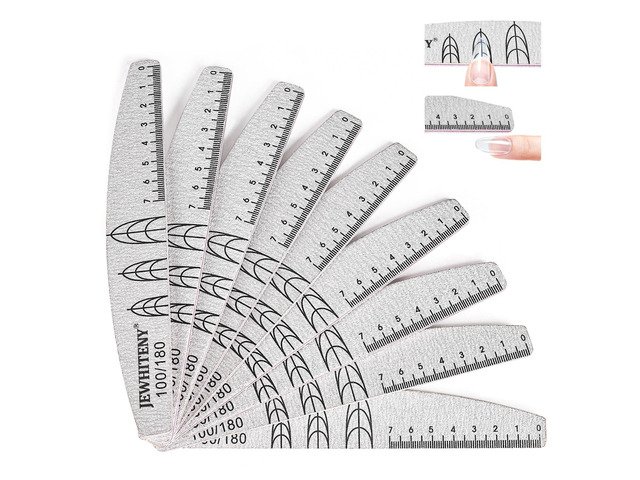 JEWHITENY 9 PCS Nail File Set: 100/180 Grit Emery Boards Dual-Sided Nail File for Natural Nails and Acrylic Nails,Washable and Reusable Multi-Grit...