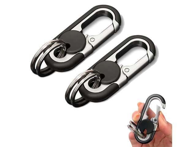 CHRIS GOOD Men's Car Key Chain 2pcs, Personalized Creative Stainless Steel Car Keychain for Men (Black,Black)