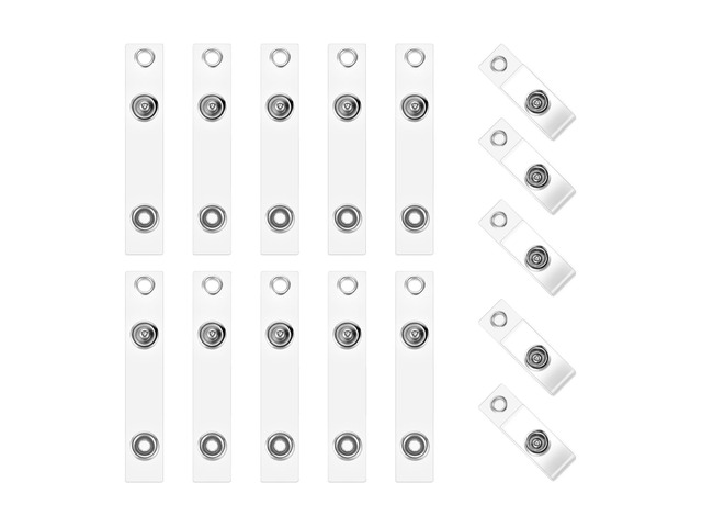 15 Pcs Badge Holder Clip ID Badge Clip Clear ID Badge Holder Straps with Snap PVC Transparent Vinyl Badge Holder Replacement Badge Clips with Snap...