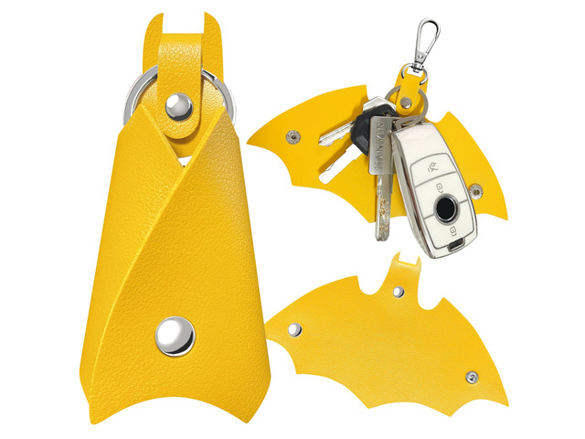 GABOX Bat Keychain Car Key Fob EDC Key Chain Case Accessories with Key Ring Clip, Snap Closure, for Men Women Boyfriend