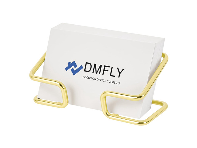 DMFLY Metal Business Card Holder for Desk, Cute Card Display Stand, Compatible with Various Countertops, Gold