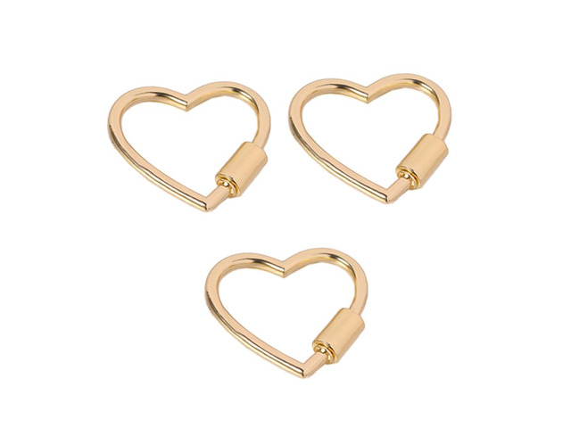 3pcs Aluminum Heart Shape Key Ring Gold Key Ring Screw Lock Keychain Gold Carabiner Carabiner Keychain Clip for Keys (Glod)