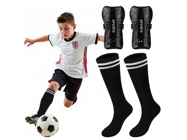 Soccer Shin Guards and Socks for Kids Youth, Lightweight Soccer Shin Pads Protective Defender Gear for 3-5, 5-10, 10-15 Years Old Children Teen...