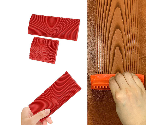 Wood Graining DIY Tool Set,Wood Pattern Brushing Roller Embossed Wall Art Wood Texture Graining Tool Household Wall Art Paint for Wall Room...