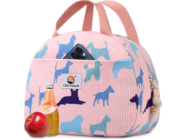 Lunch Bag Kids,Cute Lunch Box for Kids Boys Girls,Portable Mini Cooler Bag,Small Insulated LunchBox Reusable Corduroy Lunch Tote for...
