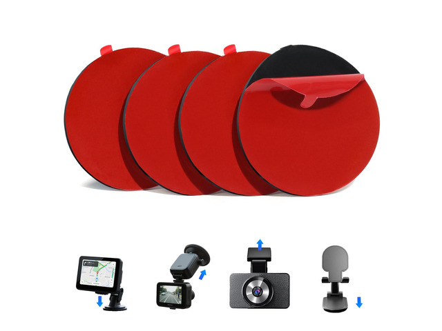 Pads, 4Pcs 248°F Heat Resistant Double Sided Tape, Windshield 2.2' Round Black Adhesive Circles, Strong Mounting Grip for Dash Cam, Home Office...