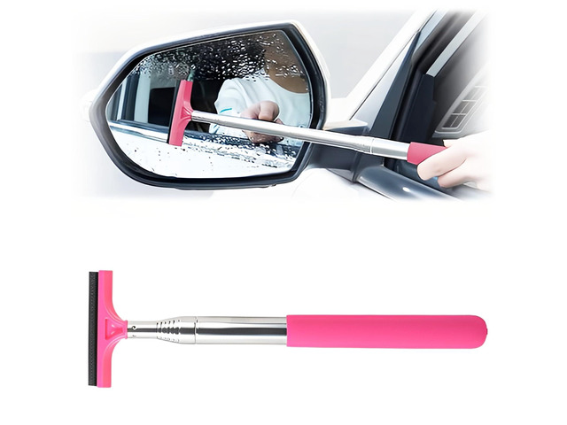 Car Rear View Mirror Wiper, 38.58 In Handle Car Window Squeegee, Retractable Auto Glass Squeegee, Portable Mirror Cleaner Tool for Auto Glass Water...
