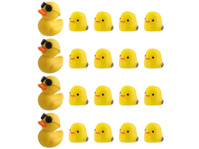 Mini Ducks Car Dashboard Decors, 20 Pieces Cute Rearview Mirror Ornaments, Funny Interior Car Accessories with Adhesive Stickers for Automotive...