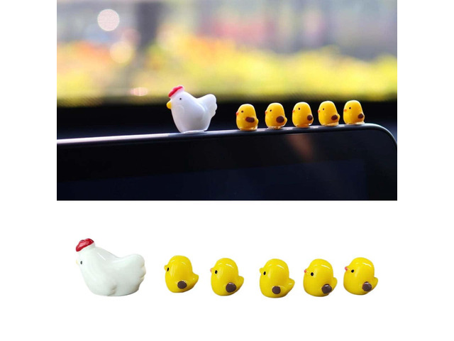 6PCS Mini Chickens Car Dashboard Decorations, Funny Car Rearview Mirror Ornaments, Cute Hen Chicks Dashboard Accessories, Automotive Interior...