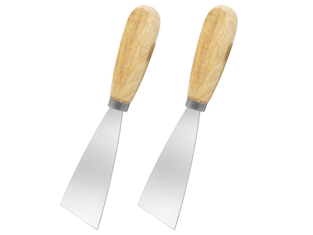 Putty Knife, 2 PCS 2 Inch Metal Scraper, wooden Handle Spackle Knives for Drywall, Decals, Wall paper, Patching, Painting, Taping, Scraping Coating