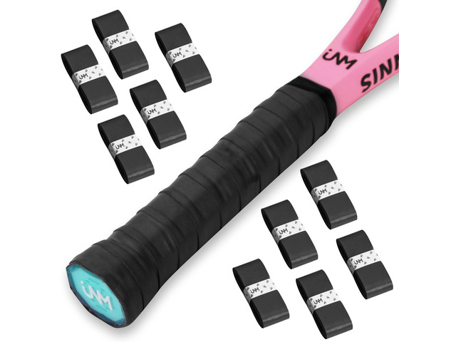 10 Pack Tennis Racket Grip Tape, Anti-Slip Tennis Overgrip Precut Sweat-Absorbing Tennis Grip for Badminton, Pickleball, Tennis(Black)