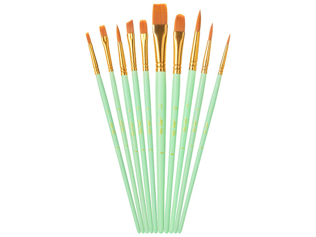 Acrylic Paint Brushes Set, 10 Pack, Round & Pointed Tip Nylon Hair Artist Brushes for Watercolor, Oil, Rock, Face, Nail, Miniature, Canvas,...