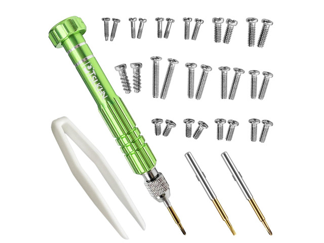 Eye Glass Repairing Kit, S2 Steel Screwdriver with 15 Types of Screws, Precision Eyeglass Repair Tool Set (Green2in1-screws)