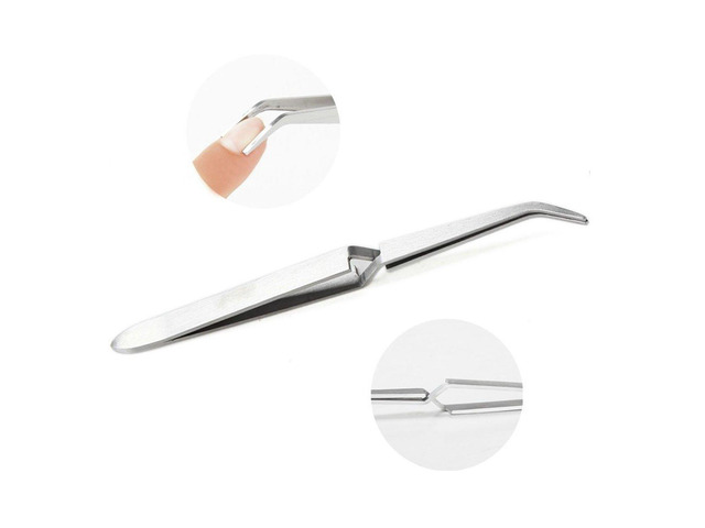 Nail Art Tweezers False Nail Tip Holding Rhinestone Picking Tools Curved Tip Nail Sculpting Tweezers Stainless Steel Manicure Clip Nail Art False...