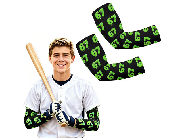 67 Ice Cream Drip Baseball Arm Sleeves for Youth Adult 6 7 Funny Design Sport Moisture Wicking