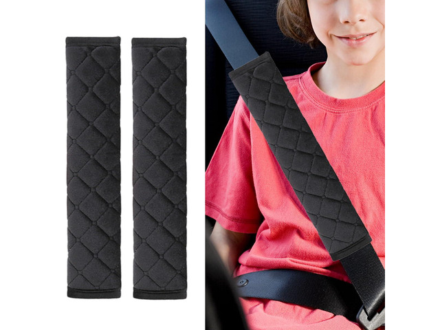2PCS Universal Car Seatbelt Pad Cover, Long Crystal Velvet Shoulder Cover Kit for Adults and Children, Helps Avoid Friction on Shoulder and Neck,...