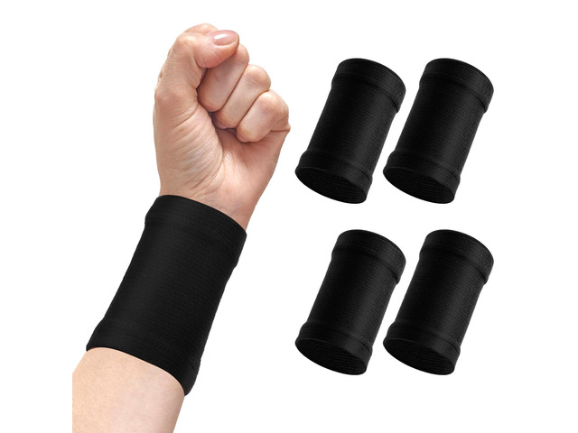 2 Pairs Wrist Compression Sleeve, Carpal Tunnel Wrist Brace, Black Comfortable Elastic Hand Band, Sport Support Wraps, for Men Women, Arthritis,...