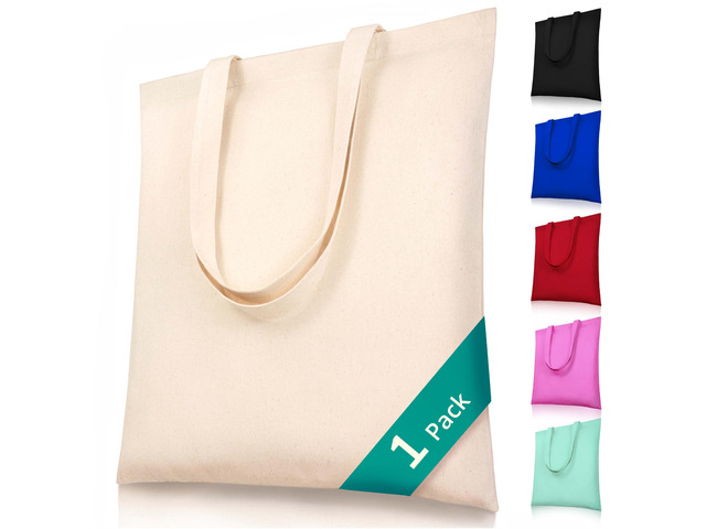 Canvas Tote Bags, 1-Pack, 15 x 16 in, 8 oz Cotton Blank 8 oz cotton canvas with long handles; blank surface for crafts, gifts, shopping, and...