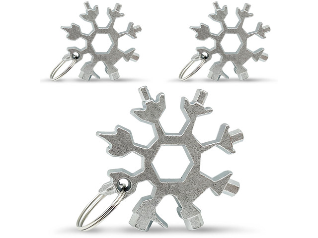 3-Pack Silver Snowflake 18-in-1 Multi Tool, Stainless Steel Pocket Tool with Bottle Opener, Screwdrivers, and Wrench for Everyday Carry