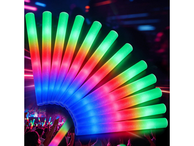 6 Pack Foam Glow Sticks,3 Modes LED Light Up Wands for Wedding Halloween Reusable foam light sticks, glow in the dark party supplies for rave,...